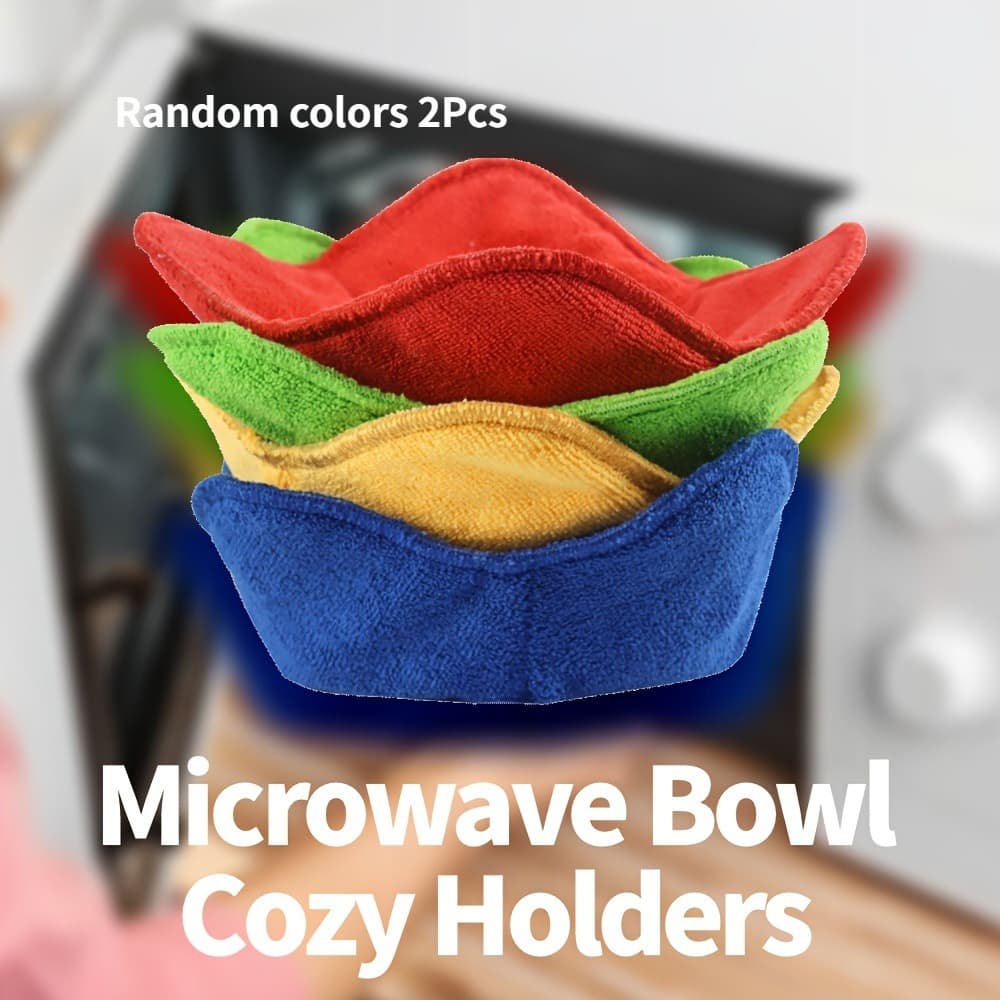 TEMU 2pcs Microwave Bowl Holder | Foldable Anti-slip Microwave Safe Tray, Heat-resistant Microwave Dish Holder For Hot Bowls, Plates, Polyester Material