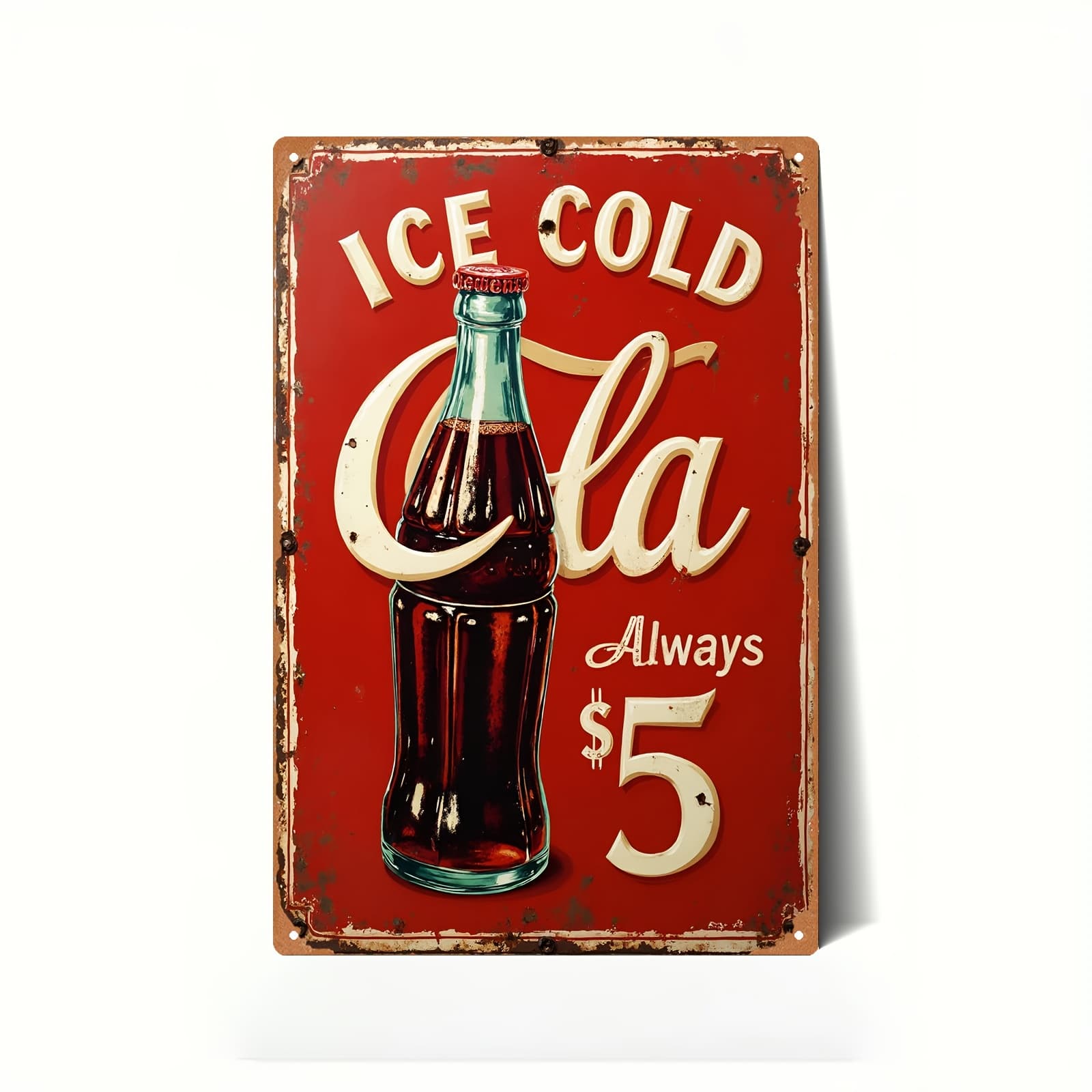 TEMU 2d Flat Retro Sign - Ice Cold Bottled Vintage Wall Decor With Soda - Ideal For Bars, Garages, And Men's Private Spaces (product Suitable For Use In Holidays)