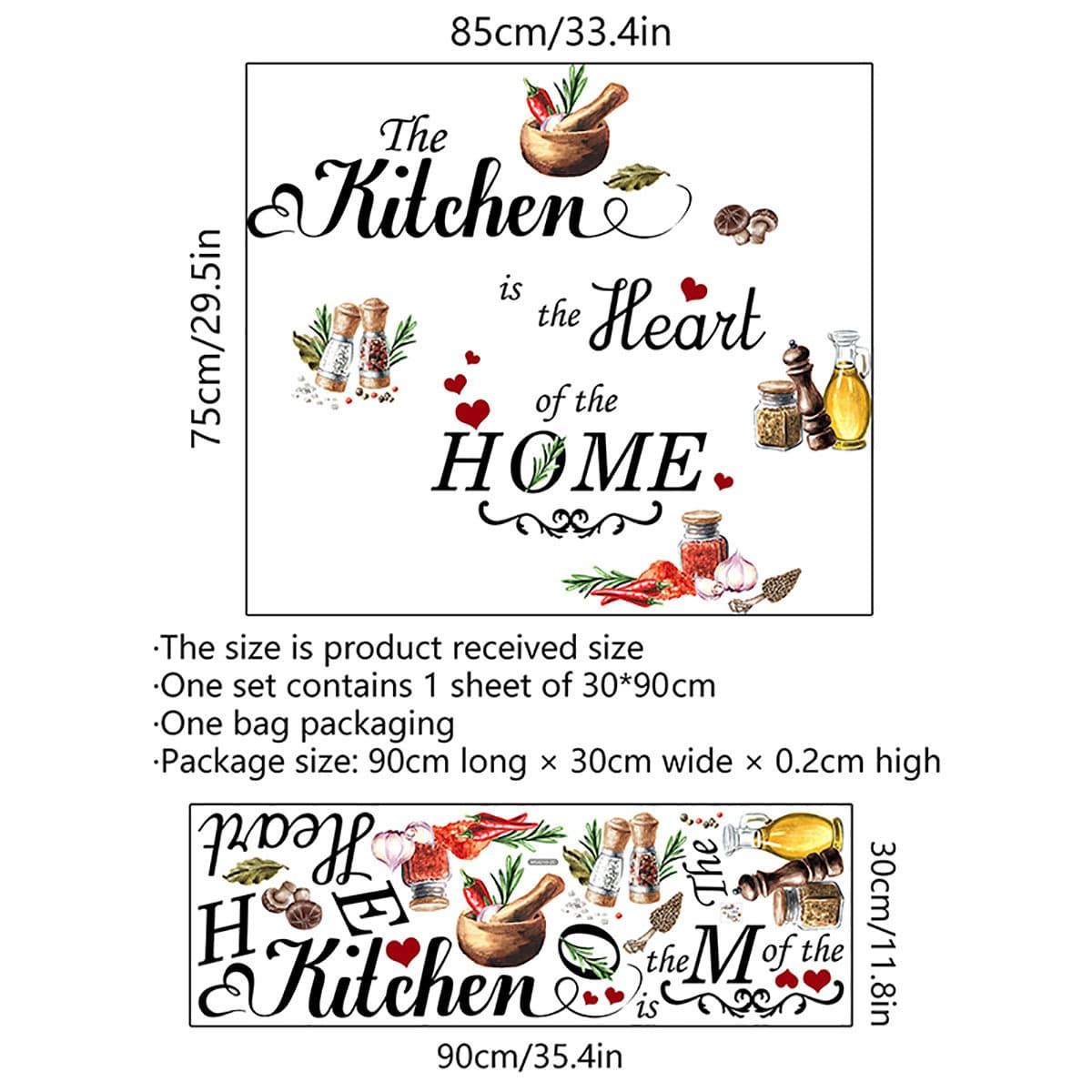 TEMU Kitchhen Kitchen Wall Stickers - Self-adhesive Vinyl Decals With "the Kitchen Is Of The Home" Quote, Culinary & Hearts - Decor For Kitchen & Dining Room Walls, Kitchen Decorations