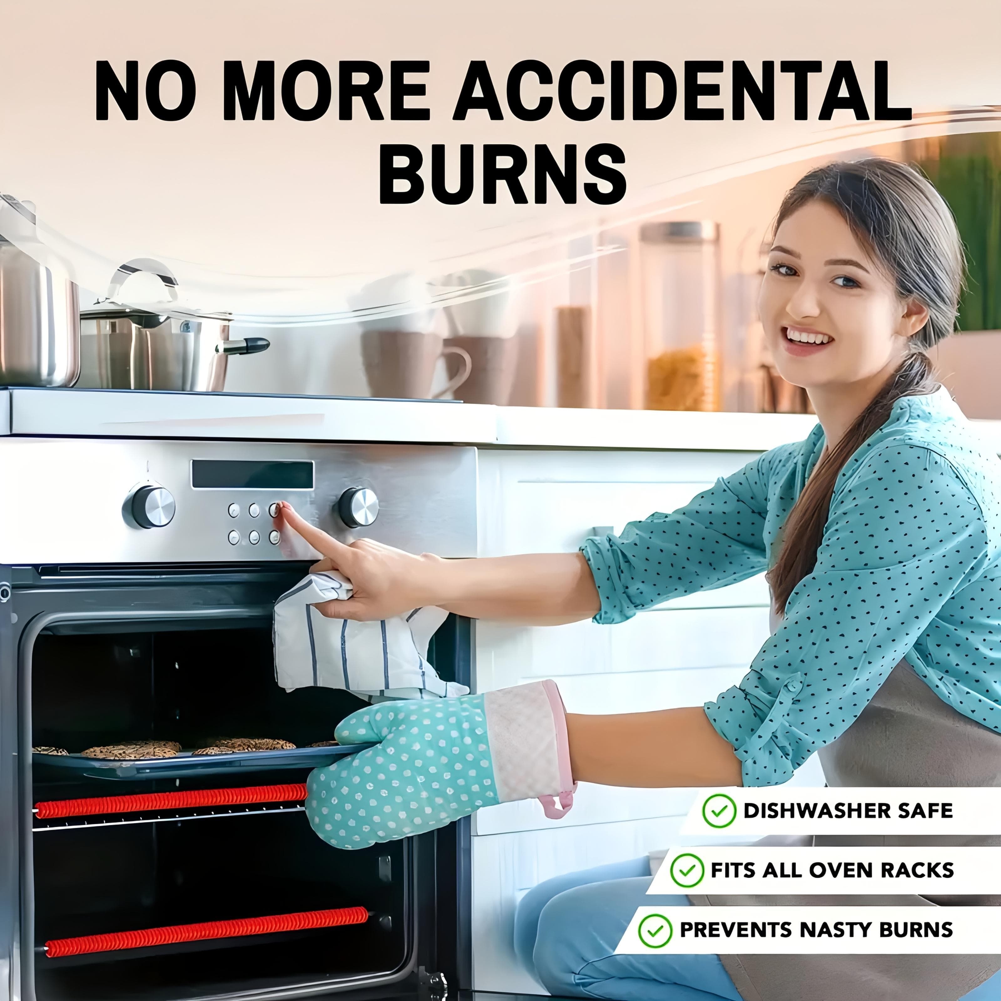 TEMU 2 Pack Silicone Oven Rack Edge Protectors | Heat-resistant, Anti-burn, Kitchen Oven Security Tool, Rv Kitchen Stove Enhancing Equipment