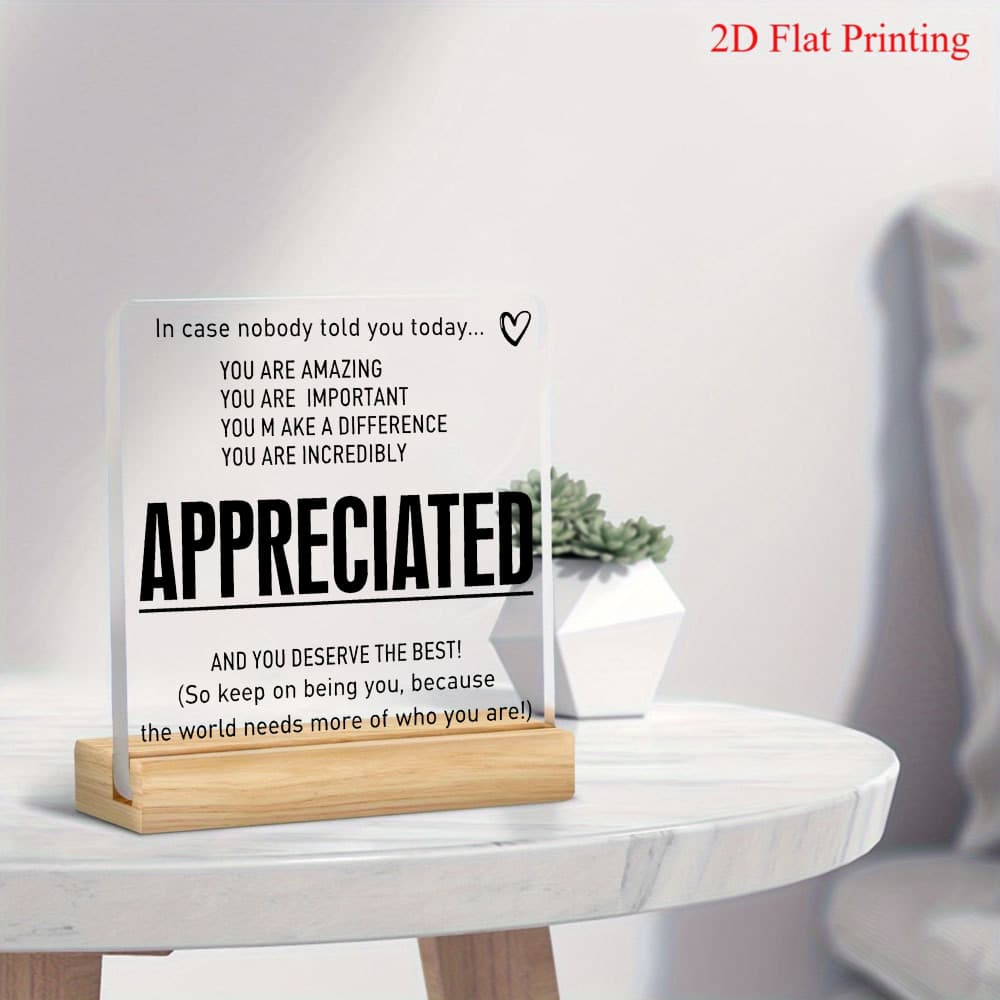 TEMU 2d Flat Acrylic Decoration Sign With Inspirational Quote "in Case Nobody ... , Important, , Incredibly Appreciated" For Office, Bedroom, And Study