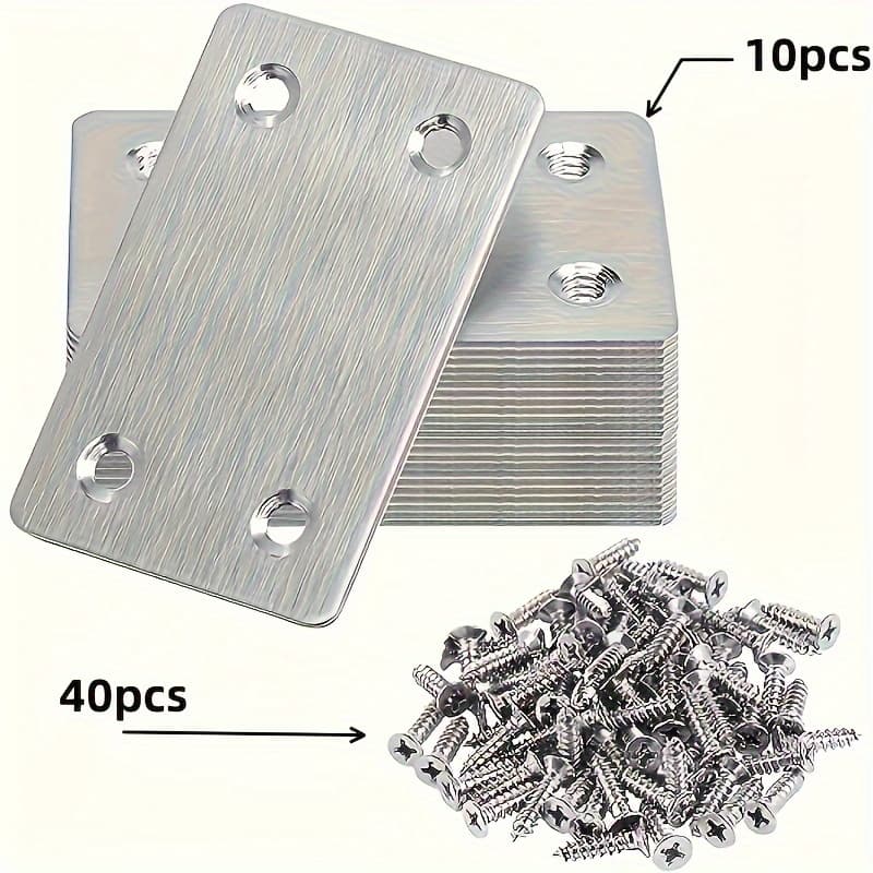 TEMU 50pcs Heavy Duty Furniture Reinforcement Brackets - Corner Braces, Flat Brackets, Rust-resistant Hardware Kit For Cabinet/shelf/bed Frame/bookcase/wardrobe Assembly