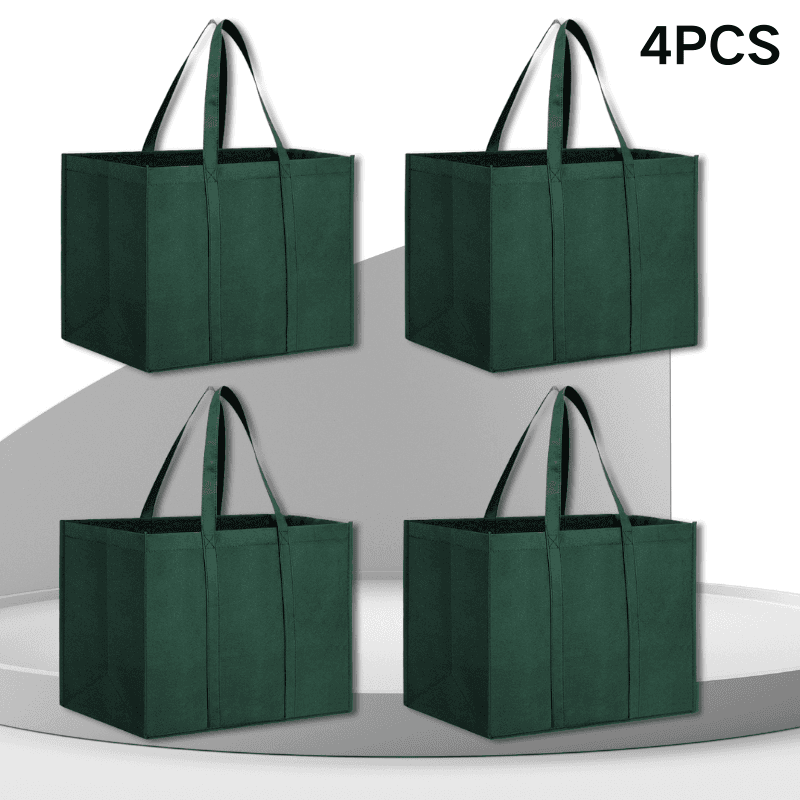 TEMU 4pcs Large 35l Black Non-woven Fabric Tote Bags With Durable Handles - Versatile Storage Solution For Shopping, Travel & Car Organization, Reusable Shopping Bags