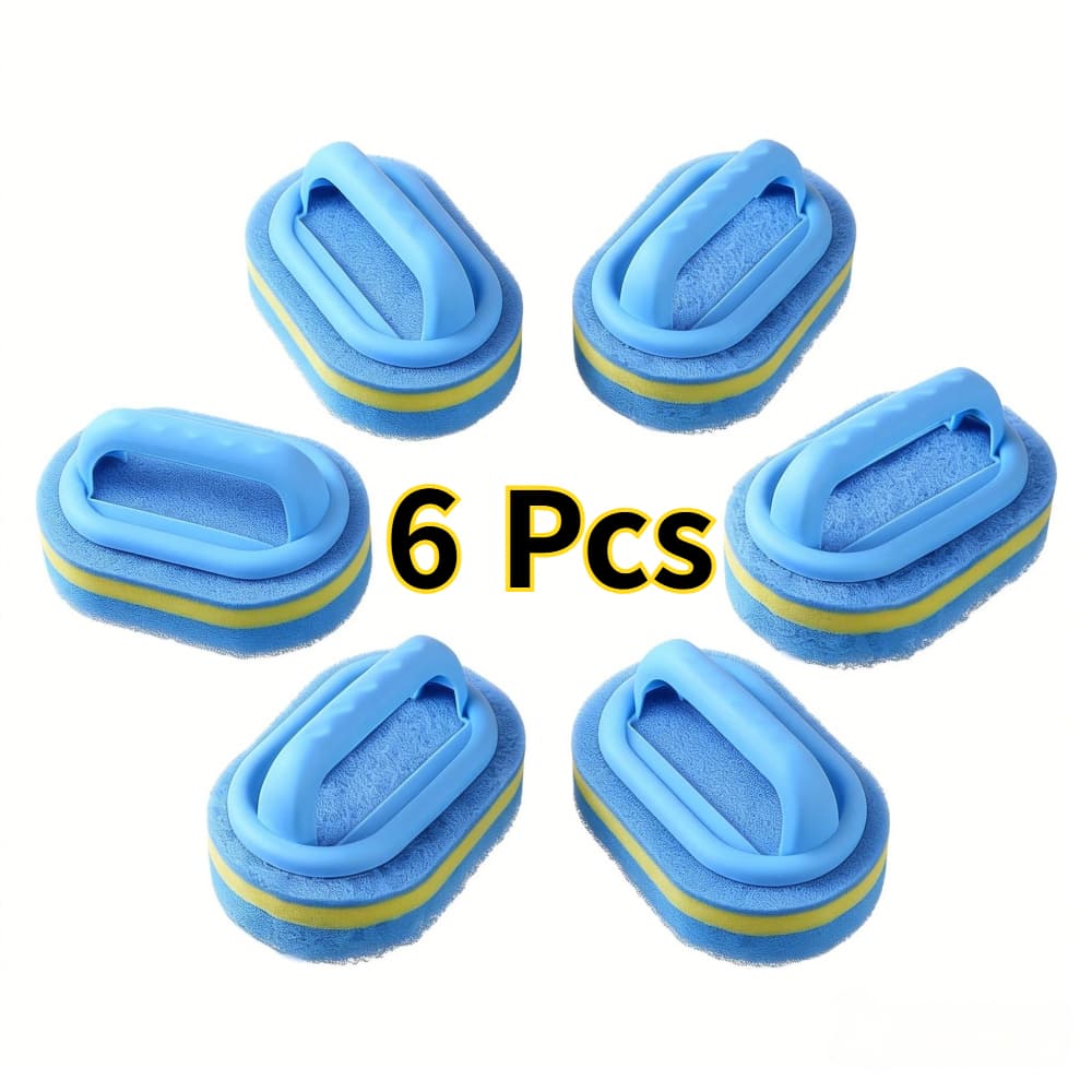 TEMU 6pcs Sponge Eraser With Handle Bathtub Tile Cleaner, Heavy Duty Scouring Scrubber Pad For Kitchen Bathroom Sink Pool Dishwashing, Non-scratch Household Cleaning Tool
