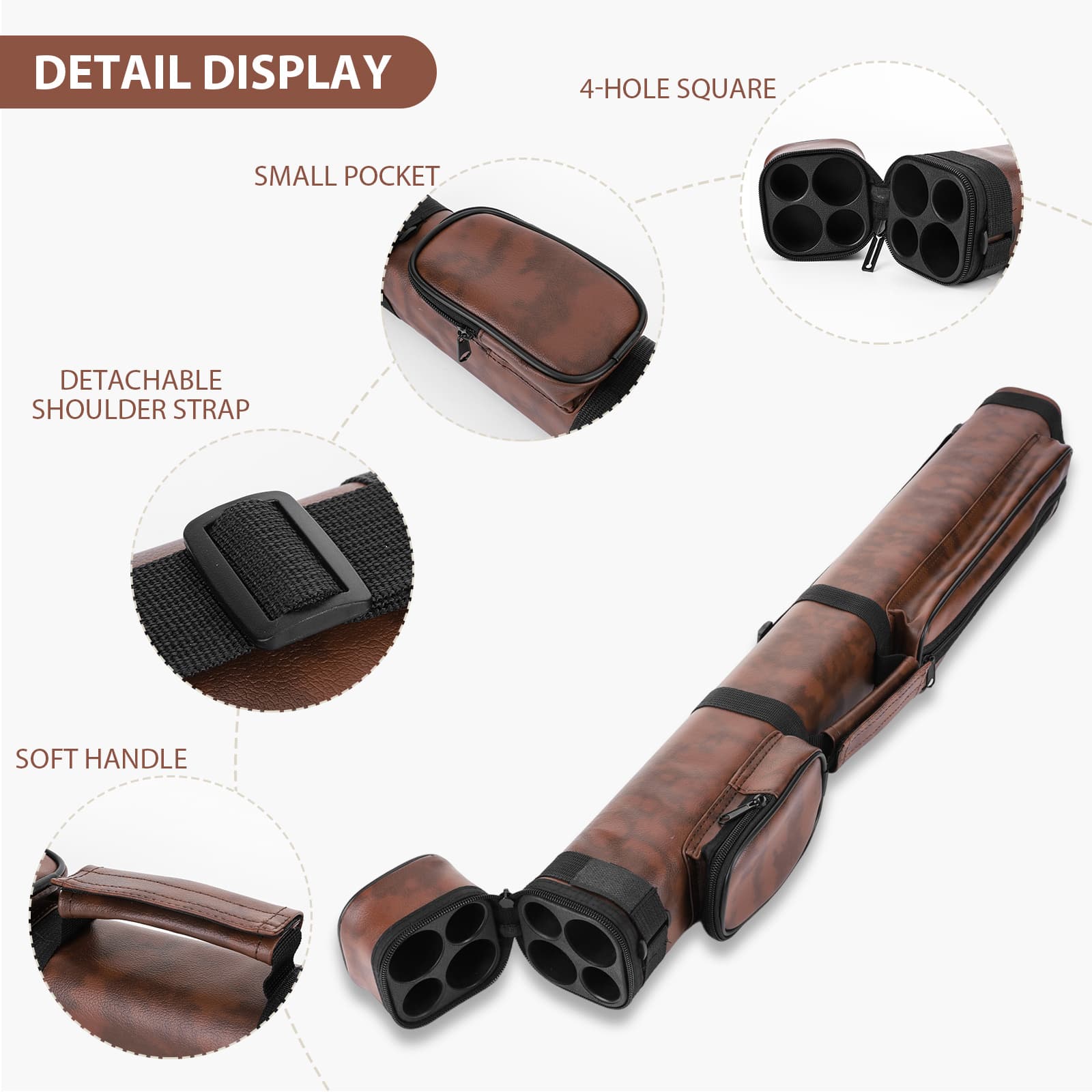 TEMU Billiard Cue Organizer, 4-hole Square Billiard Cue Case, Billiard Cue Carrying Case With Shoulder Strap (for Carrying Cues)