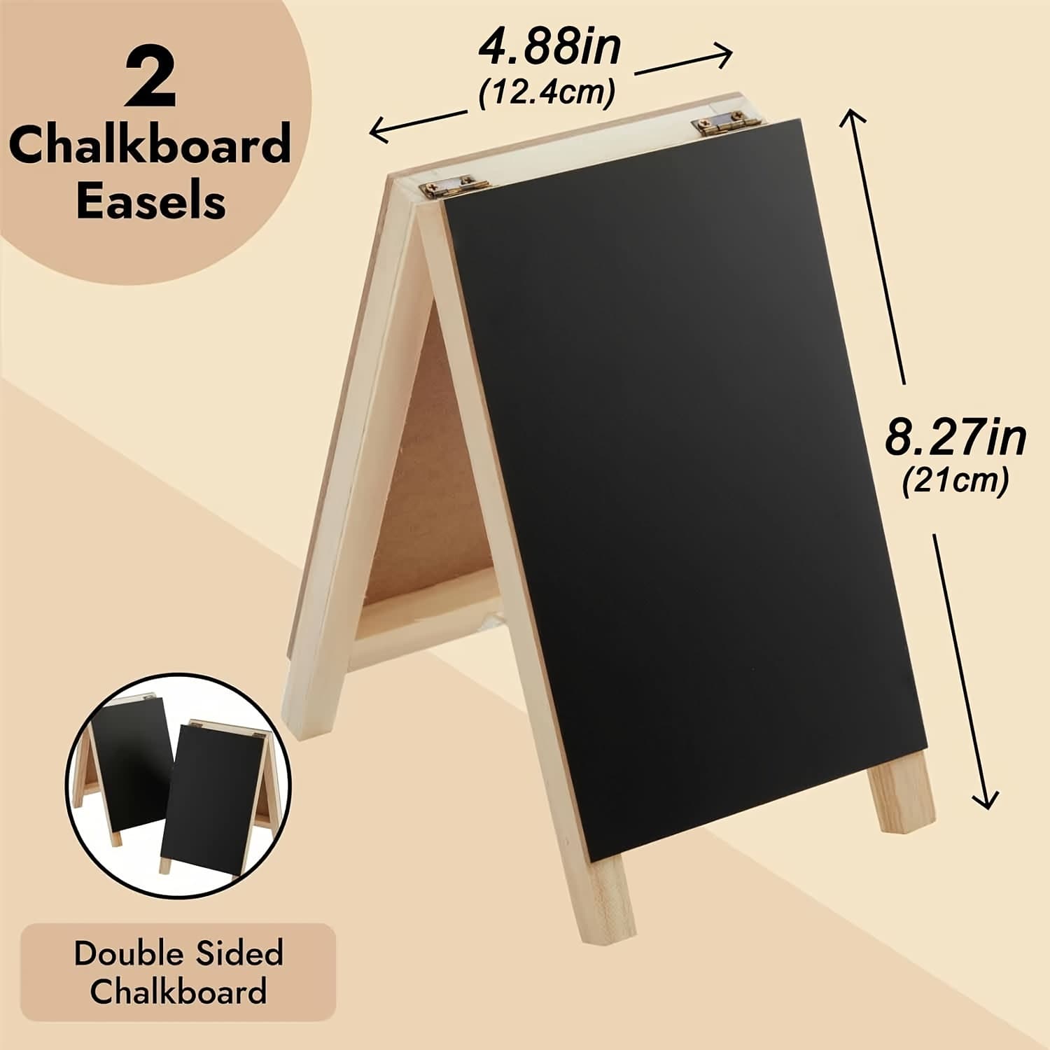 TEMU 2pcs Chalkboard Easel Sign With Wooden Base- Desktop Decoration, Restaurant Menu Display, Message Board, Small Business, Wedding, Catering Events And Coffee Shop
