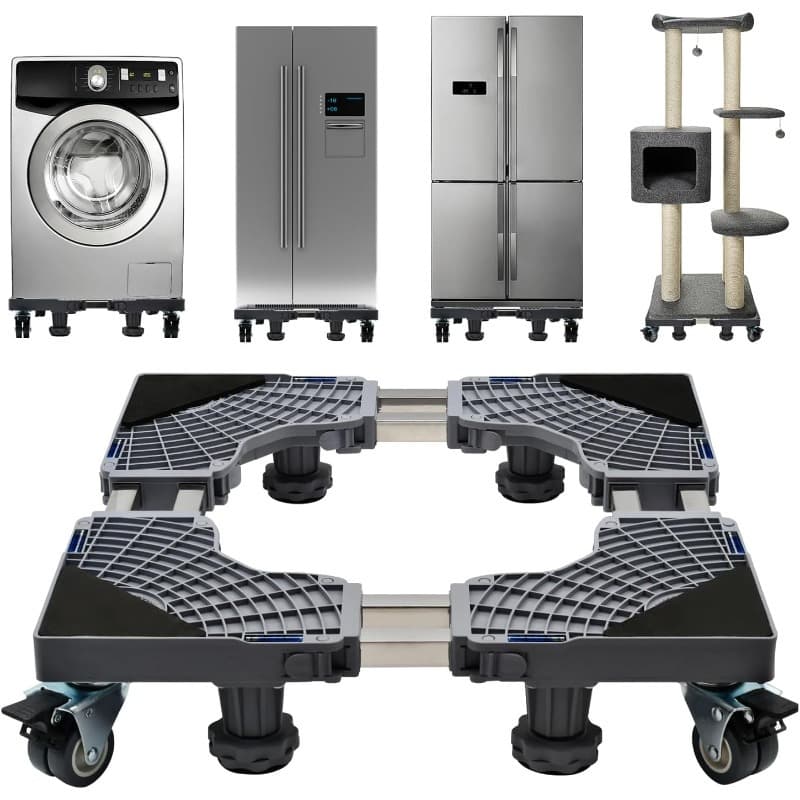 TEMU Fridge Stand Mobile Base With 4 Locking Wheels And 4 , Adjustable Furniture Dolly For Washer Dryer Washing Machine Stand Pedestal, Refrigerator