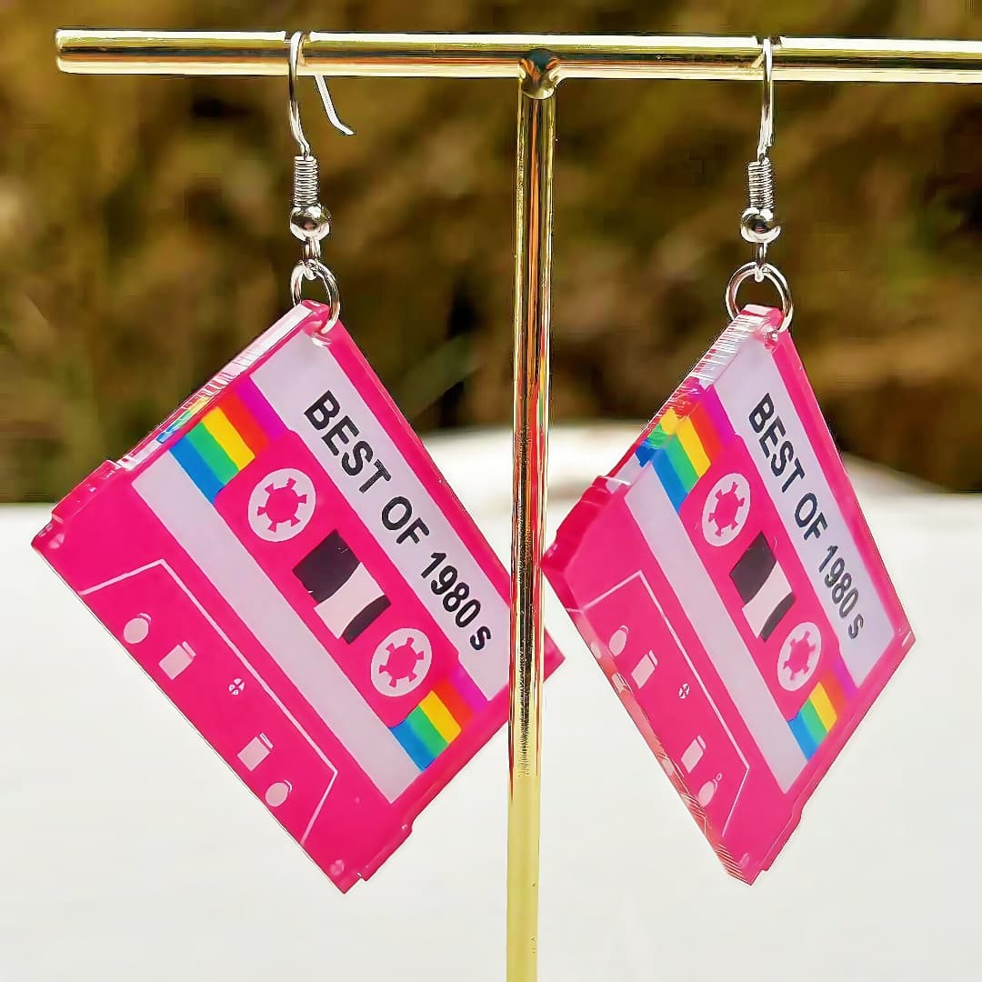 TEMU 1 Pair Of Tape Recorder Earrings, Vintage, Old-fashioned, , , Cute, Elegant, , Geometric Shape, Daily Commuting, Dating Parties, , Travel Vacations