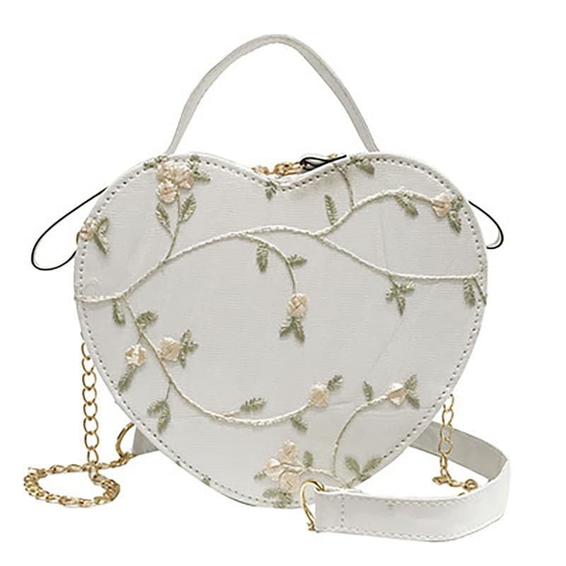 TEMU Woman's Crossbody Shoulder Bag Top Handle Shoulder Bags With Heart Shape For Mobile Phone Cosmetics Keychain, Zipper Closure