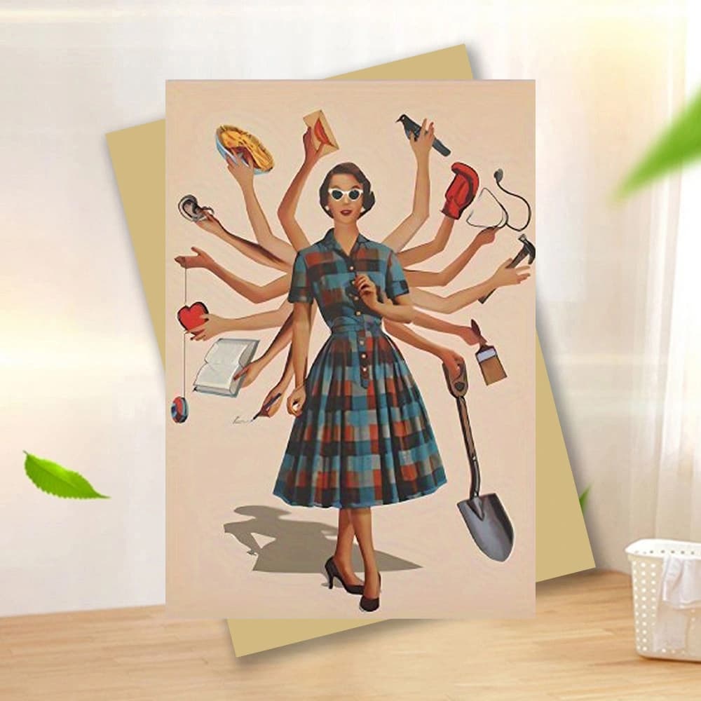 TEMU 1pc Greeting Card With Envelope, 6.29" X 4.33", Perfect For Mom, Ideal For Birthdays Hilarious & Creative Greeting Card For Mom - Perfect For & Birthdays, Includes Envelope, Able Woman