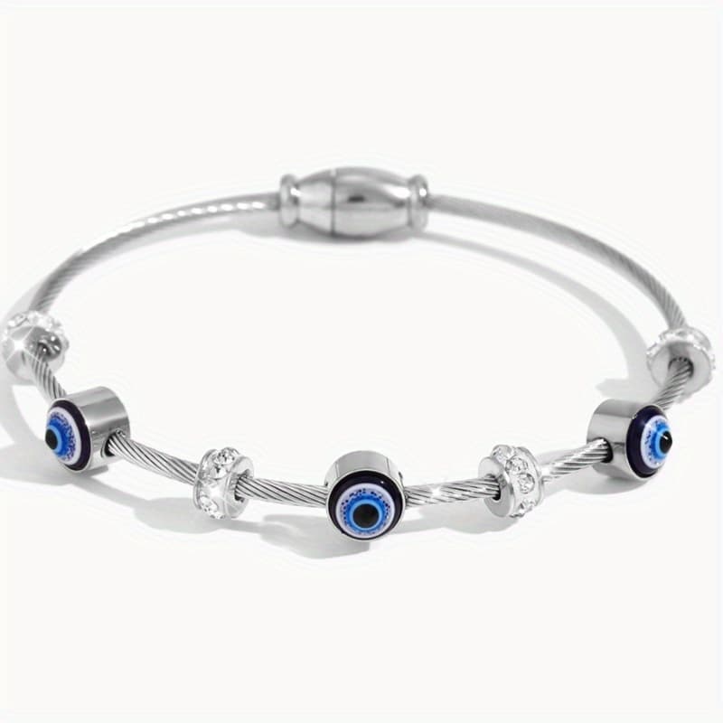 TEMU S925 Silver Women's Bracelet Eye Women's Bracelet Blue Cartoon Element Zirconia Women's Bracelet Bracelet