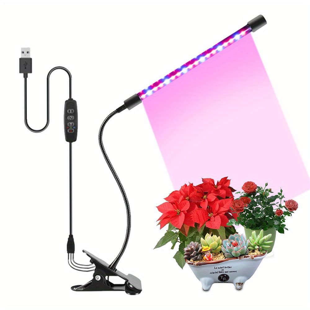 TEMU Usb Grow Light Super Desktop Clip Plant Lamp For Seedlings Succulents Seeds Starting Indoor Plants Growing Gooseneck Timer 4/8/12h