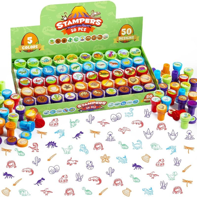 TEMU Syncfun Offers A Set Of Designs Featuring Dinosaur Stamps, Including Fossils And Sea Dinosaurs. Stamps Are Perfect For Party Favor Bags, Easter , Halloween, Christmas, And Birthday Gifts