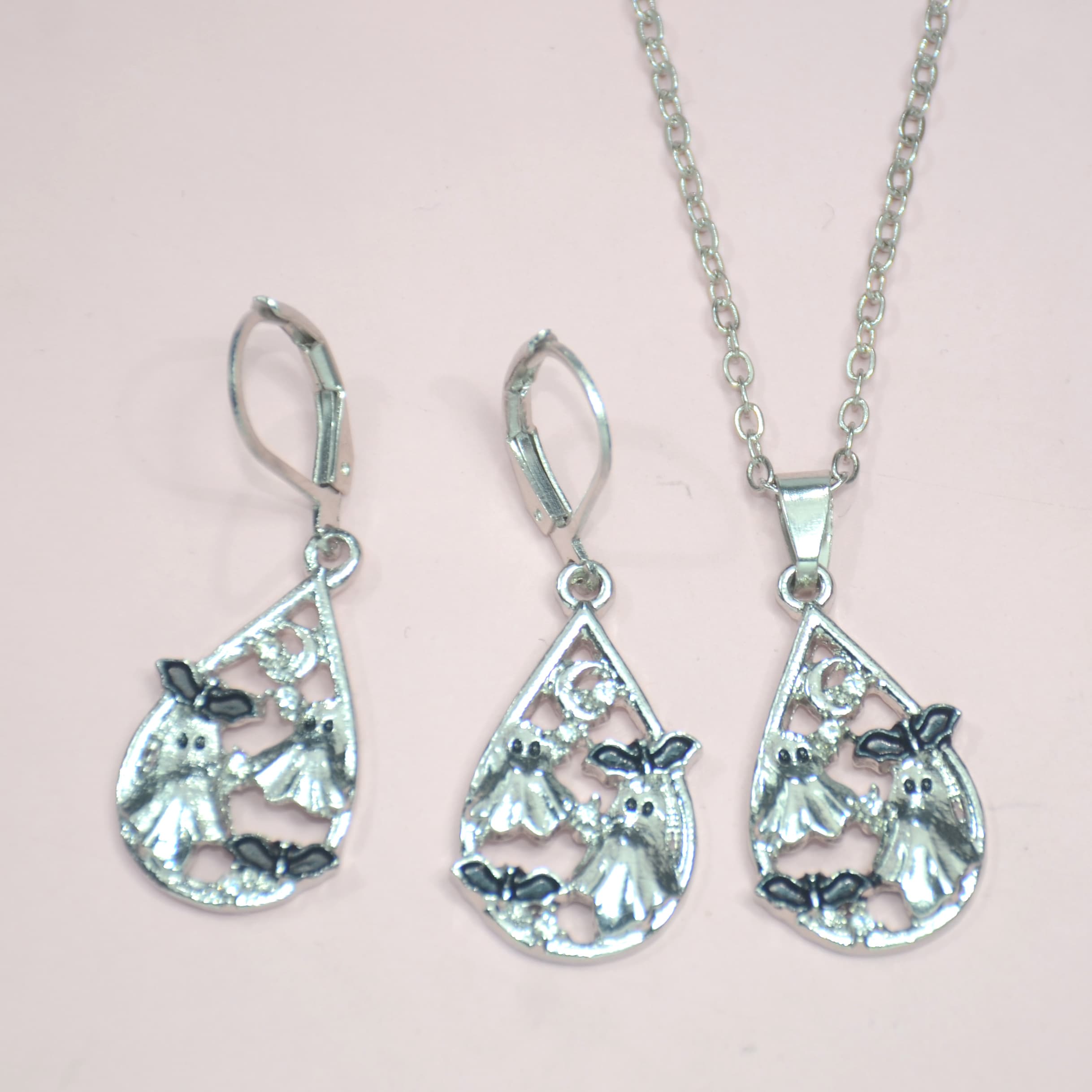 TEMU 3pcs Fashion Bat Pendant Necklace Earrings Halloween Christmas Birthday Party Anniversary Gift Jewelry To A Friend