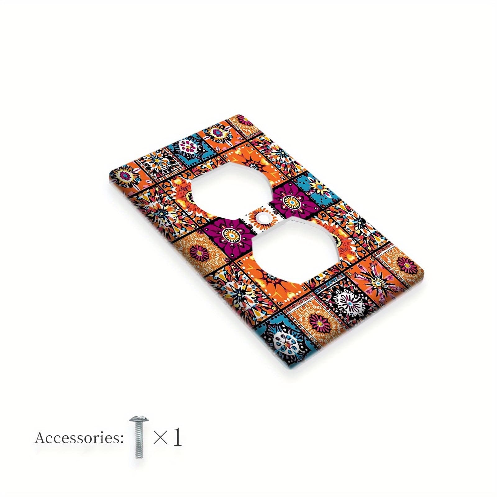 TEMU 1pc Boho Switch Cover | 1gang/2gang Decorative Wall Plate With Agate Stone Watercolor Golden For Bathroom And Living Room Decor
