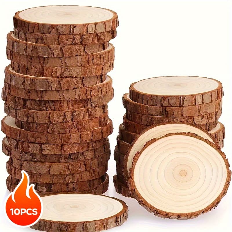 TEMU 10pcs/set Of 3.94-4.72 Rustic Style Wooden Decorations: Suitable For Wedding Decoration, Tabletop Center Decoration, Handicrafts, And Projects - Unfinished Wood, Showcasing Artistic