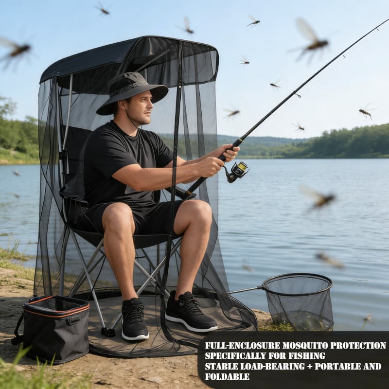 TEMU A Single-piece Outdoor Swing Net Designed For Patios, Gardens, And Fishing Rocking Chairs, Portable And Easy To Set Up, Serving As A Protection Solution For Travel