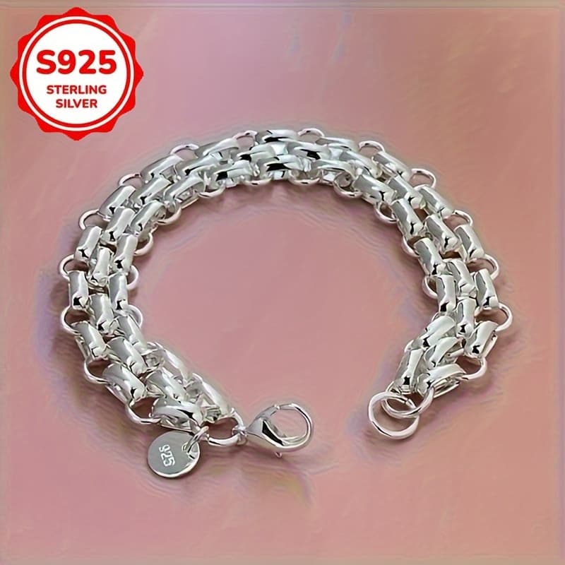 TEMU 925 Sterling 925 Silvery Bracelet With Three-strand Chain Design, Unisex Suitable For Anyone, Made Of Pure Silvery, Perfect For Ages, Great For Gifting On Christmas, Halloween, Thanksgiving