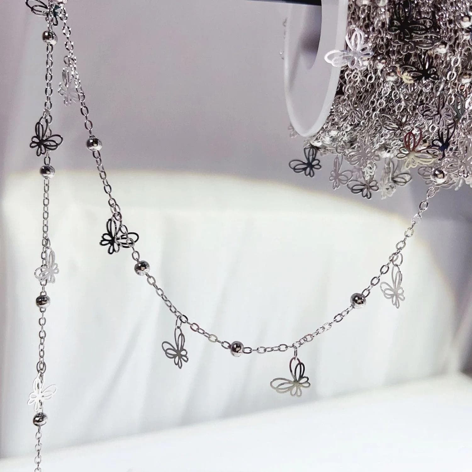 TEMU 1-meter Pendant Bead Fine Chain Hollow Long Chain Bracelet Necklace Additions