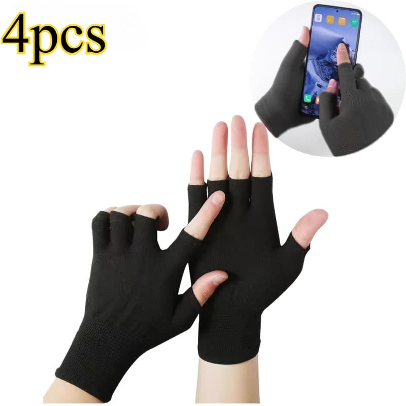 TEMU 8pcs/4pcs Outdoor Sports Breathable Elastic Fingerless Gloves, Black And Gray, Ideal For All , Unisex Fingerless Gloves For Outdoor Activities, Fishing, Driving, Cycling, Motorcycle Riding