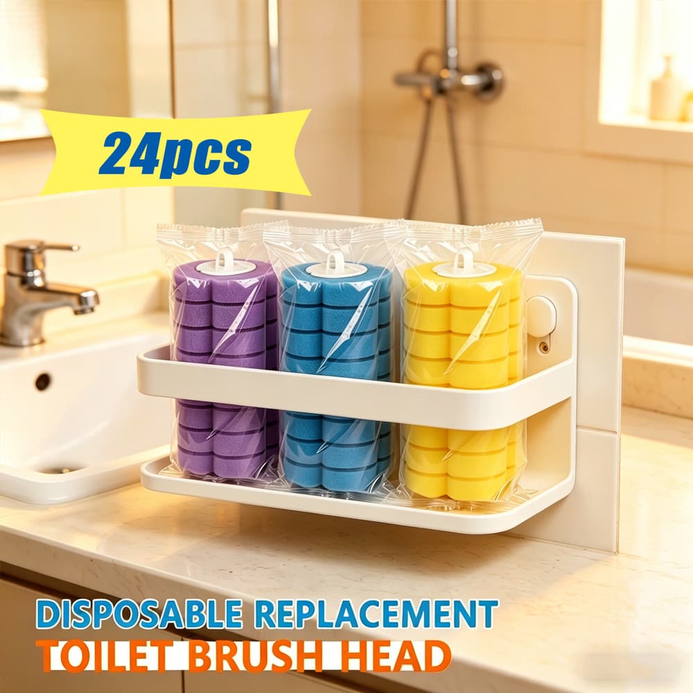 TEMU 24pcs/48pcs Toilet Cleaning Rod Replacement Set | 3-color, Disposable Toilet Replacement Head Pads, Suitable For Bathtubs And Washbasins