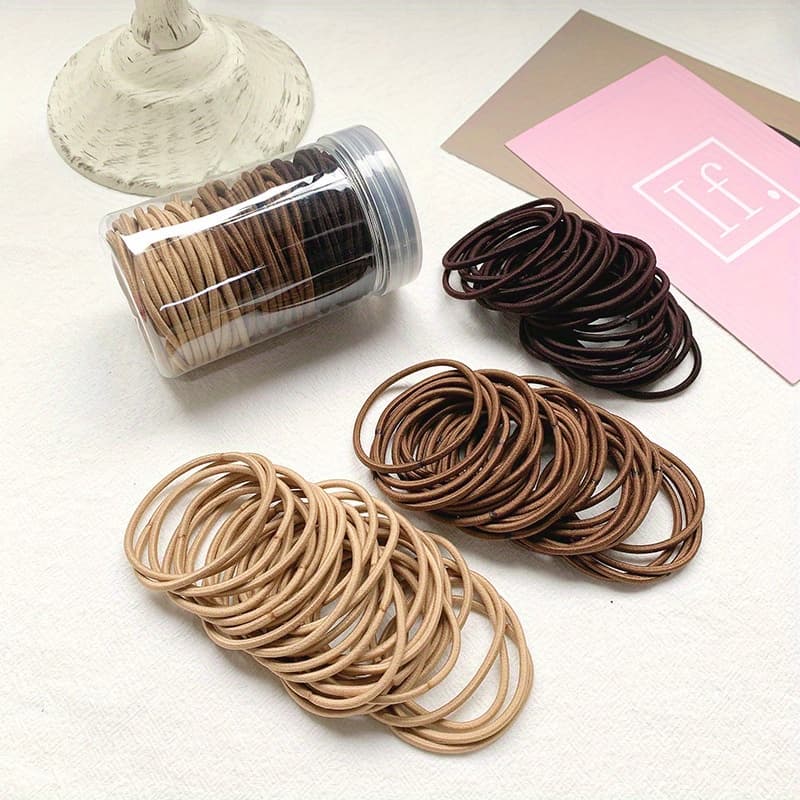 TEMU 101pcs Of Stylish Flannelette Hair Bands, Elastic Color-coordinated Hair Ties