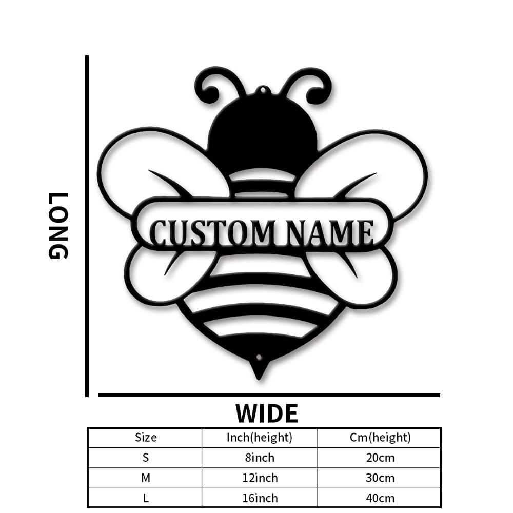 TEMU 1pc Personalized Metal Bee Sign Custom Name Wall Art Decor Unique Gift Farmhouse Rustic Style Indoor Outdoor Decoration