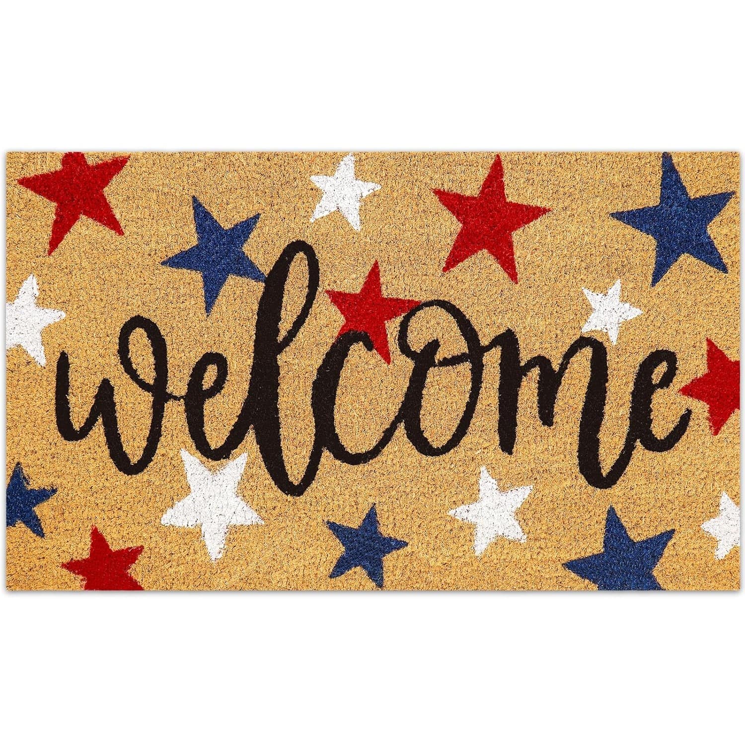 TEMU 1/2pcs Patriotic Door Mat Red Blue Welcome Doormat Non-slip Entrance Door Rugs For Day Home Decor Vintage Linen Floor Mat For Day Indoor Outdoor Home Kitchen Decor