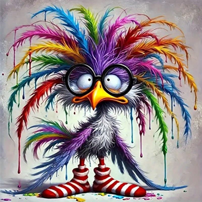 TEMU 5d Diamond Painting Kit, Cartoon Set, Offered In Different Sizes, Drill Craft, Unique Design With Afro Glasses 30x30cm/11.8x11.8inch