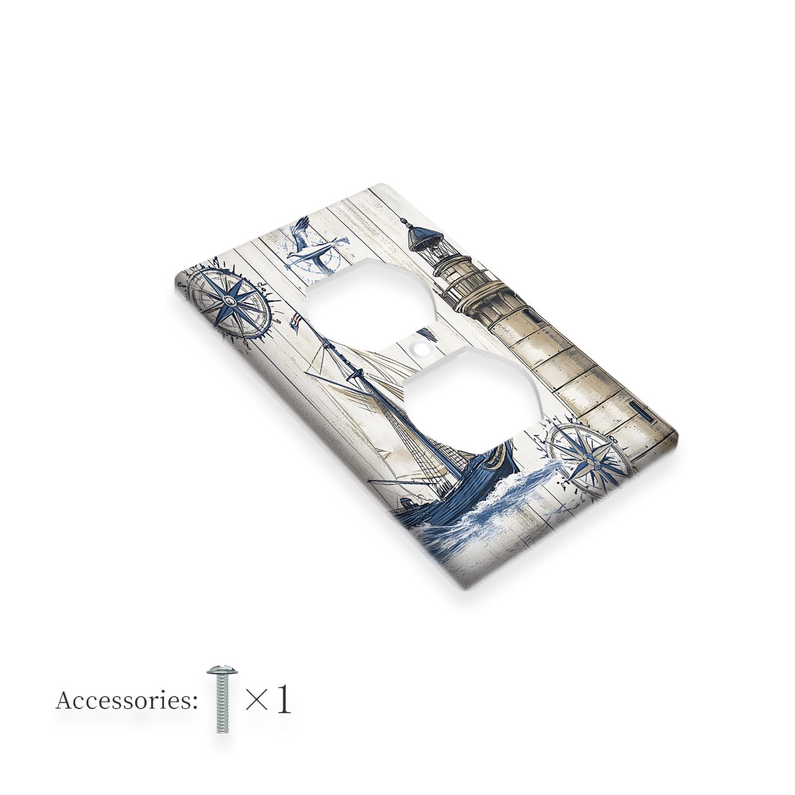 TEMU 1pc 1gang/2gang Nautical Charm Sailboat Design Light Switch Plate Cover Plastic Wall Plates Small Light Switch Covers