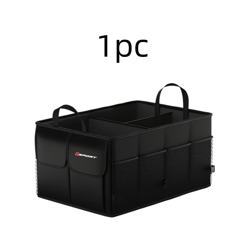 TEMU Sports Upgraded Car Trunk Storage Box, Foldable Design| Mesh Pocket Storage| Partitioned Storage