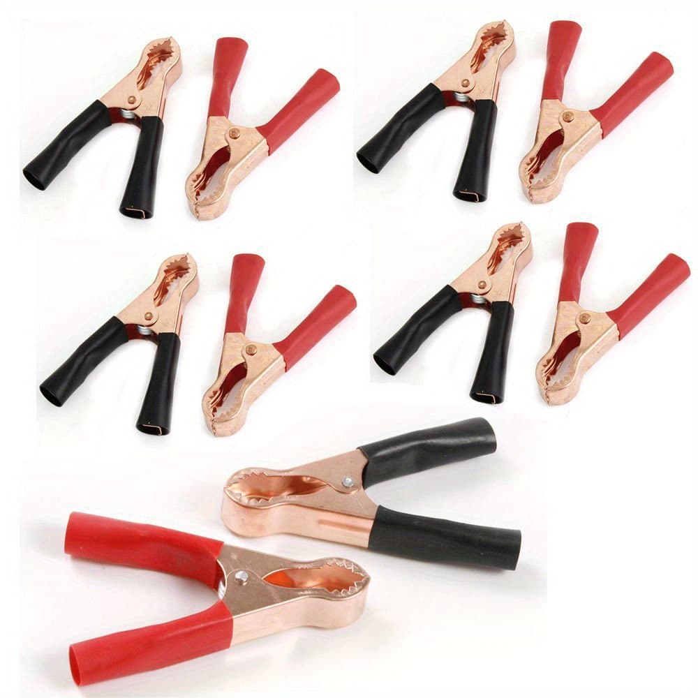TEMU 5 Pairs Heavy Duty Insulated Alligator Clips 50a - Durable Metal Spring Loaded Boot Probes With Rubber Handles For Truck Car Battery Electric Test Clamps