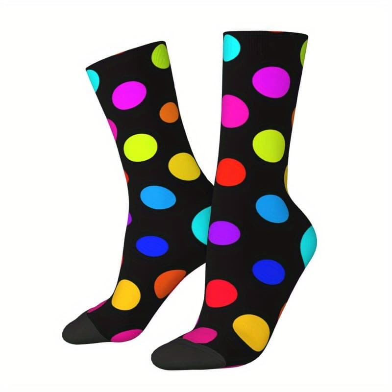 TEMU A Pair Of Unisex Compression Knee-high Socks, Fabric With Colorful Polka Dot Print, Knit Material, Machine Washable And Hand Washable, And Fun Socks For Men And Women