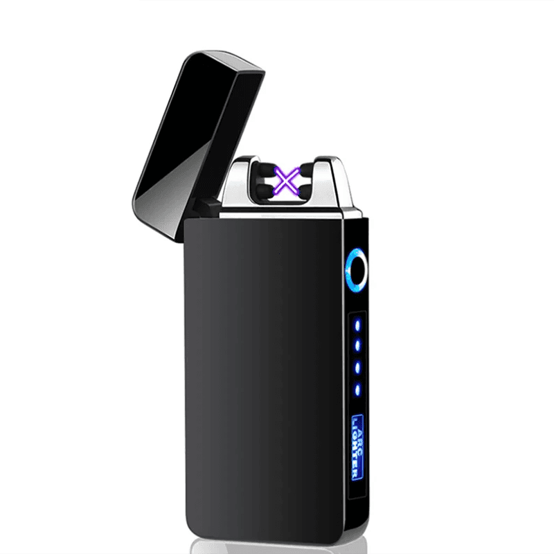 TEMU A Metal Windproof Usb Electric Lighter, Featuring A Dual Arc Flameless , Display, And Touch Sensor. An For Outdoor Use And As A Holiday Gift, Without Battery