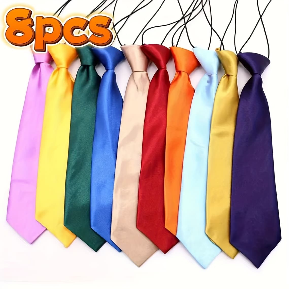 TEMU 8pcs Women's Elastic No-tie Short Ties- Multi- Quick-wear Party Ties, Suitable For Group Activities, Music Festivals, Valentine's Day And Clothing Accessories,., Random Color.