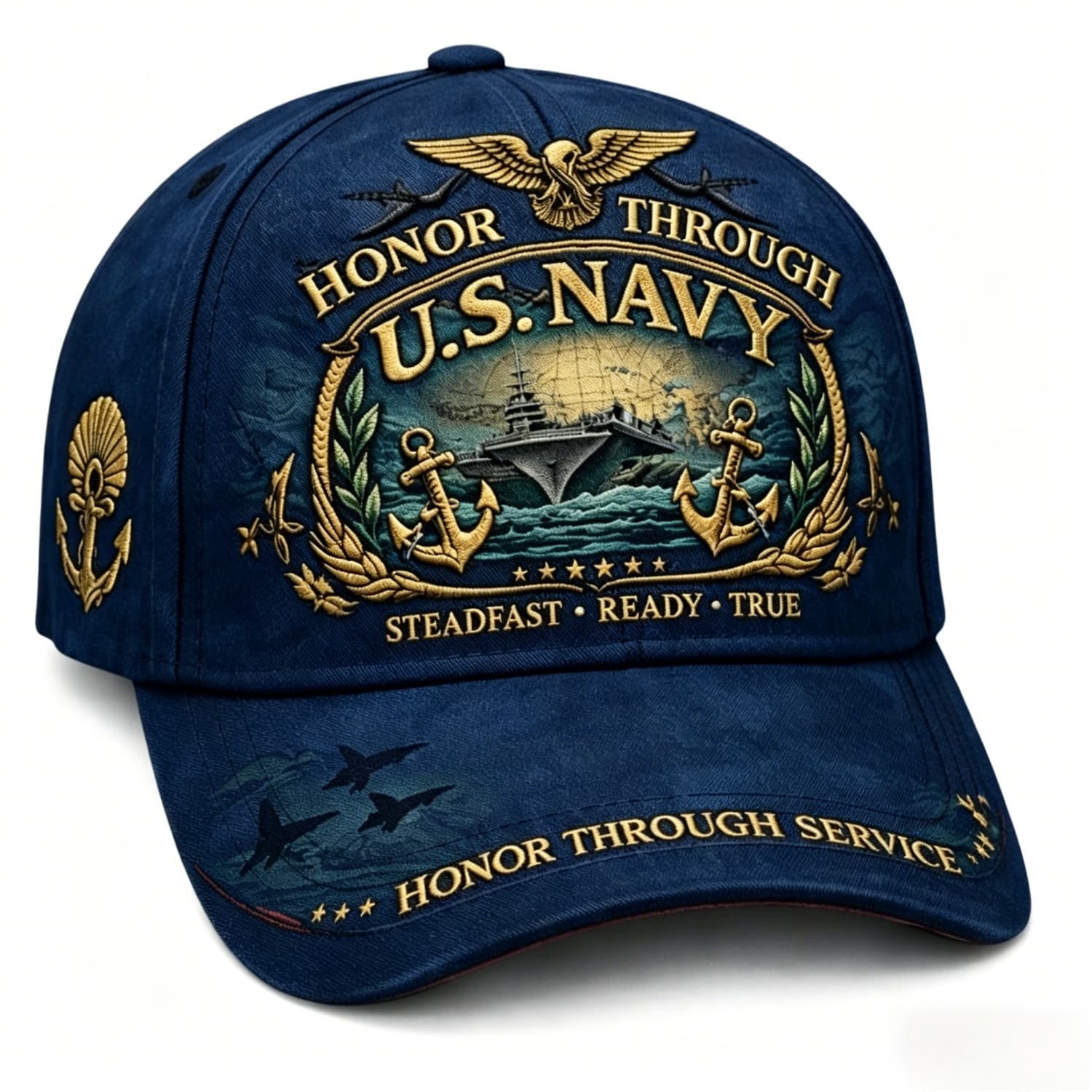TEMU Retro Nautical Baseball With Anchor & - Duckbill Visor Suitable For Outdoor, Sailing, Fishing, Casual Wear - Navy Maritime, Boat