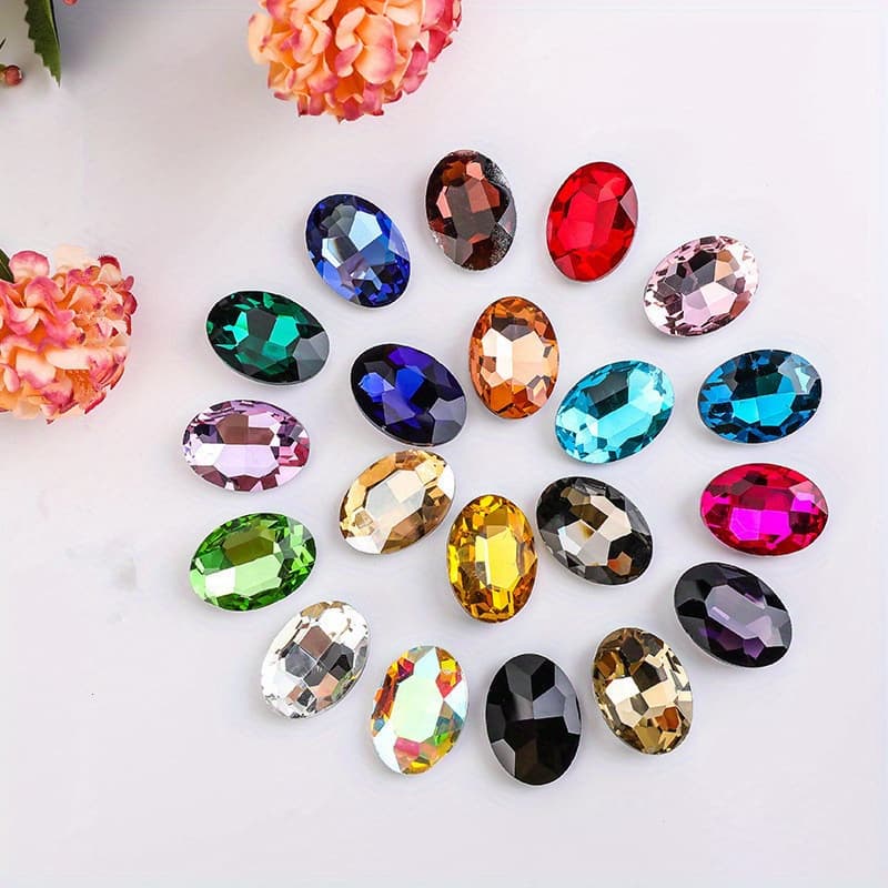TEMU 60pcs1.0cm/0.39in*1.4cm/0.55in Pointed Bottom Cut Surface Egg Shape Acrylic Diy Hair Accessories Random Color