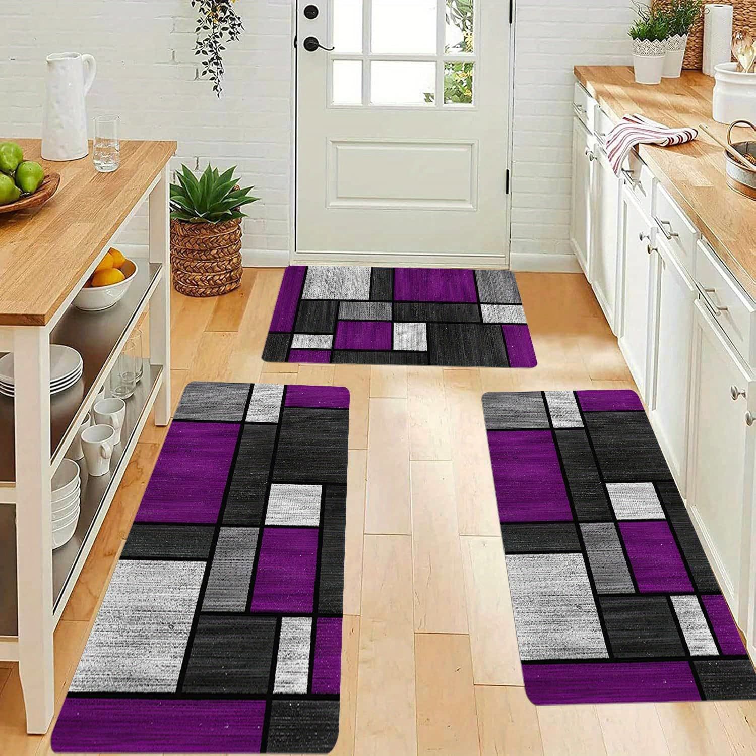 TEMU 3pcs Modern Decorative Kitchen Floor Mats, Retro Geometric Pattern Printed Decorative Long Strip Floor Mats, Bar Anti-slip Mats, Kitchen Door Floor Mats, Soft Carpet, Laundry Room Soft Floor Mats