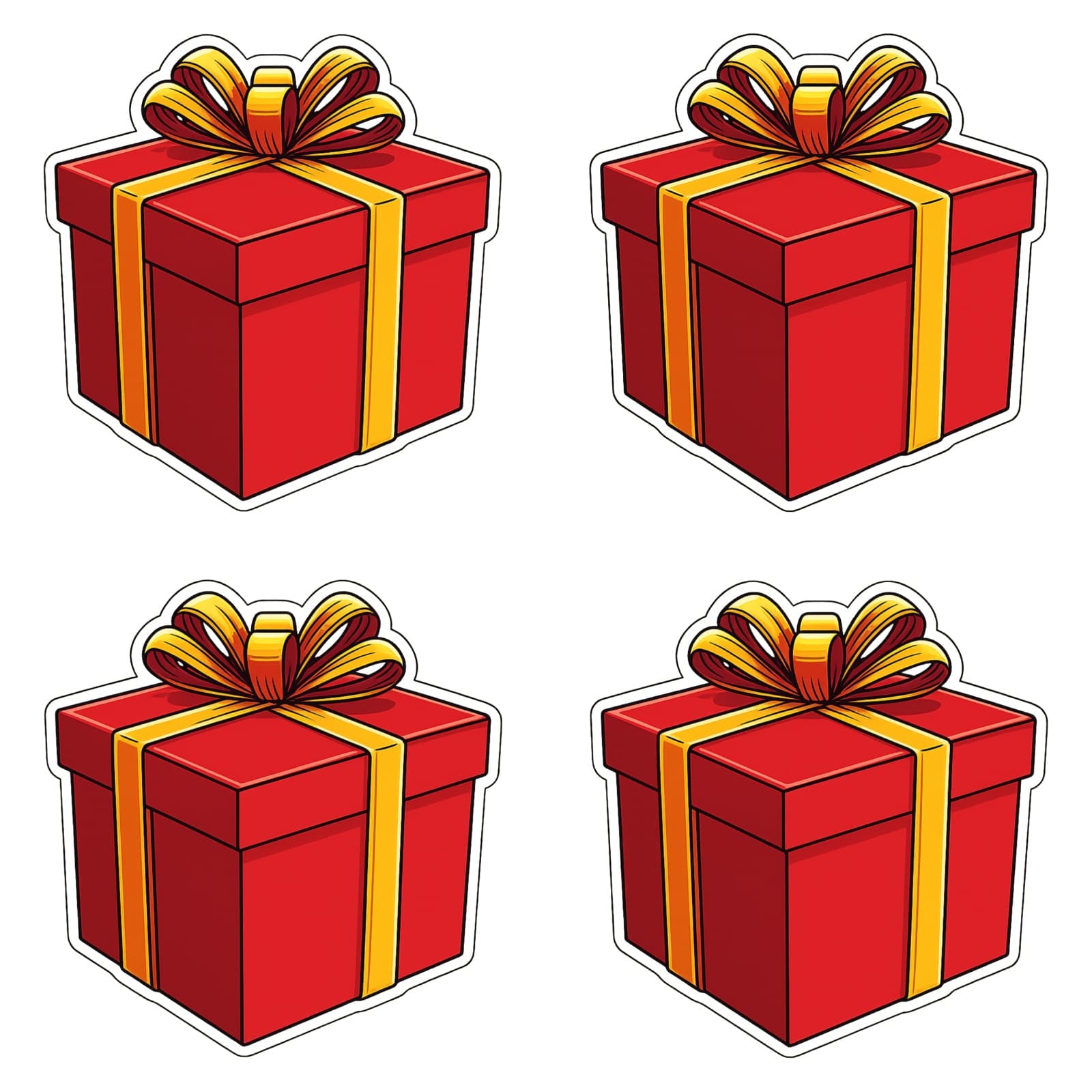 TEMU 4pcs Patches, 25cm/9.84in, 4 Red Gift Boxes With Golden , Transfer For Clothing, T-shirts, Jeans, Backpacks, Hats And Pillows, Durable Washable Stickers Perfect For , Ideal Gift For Women And