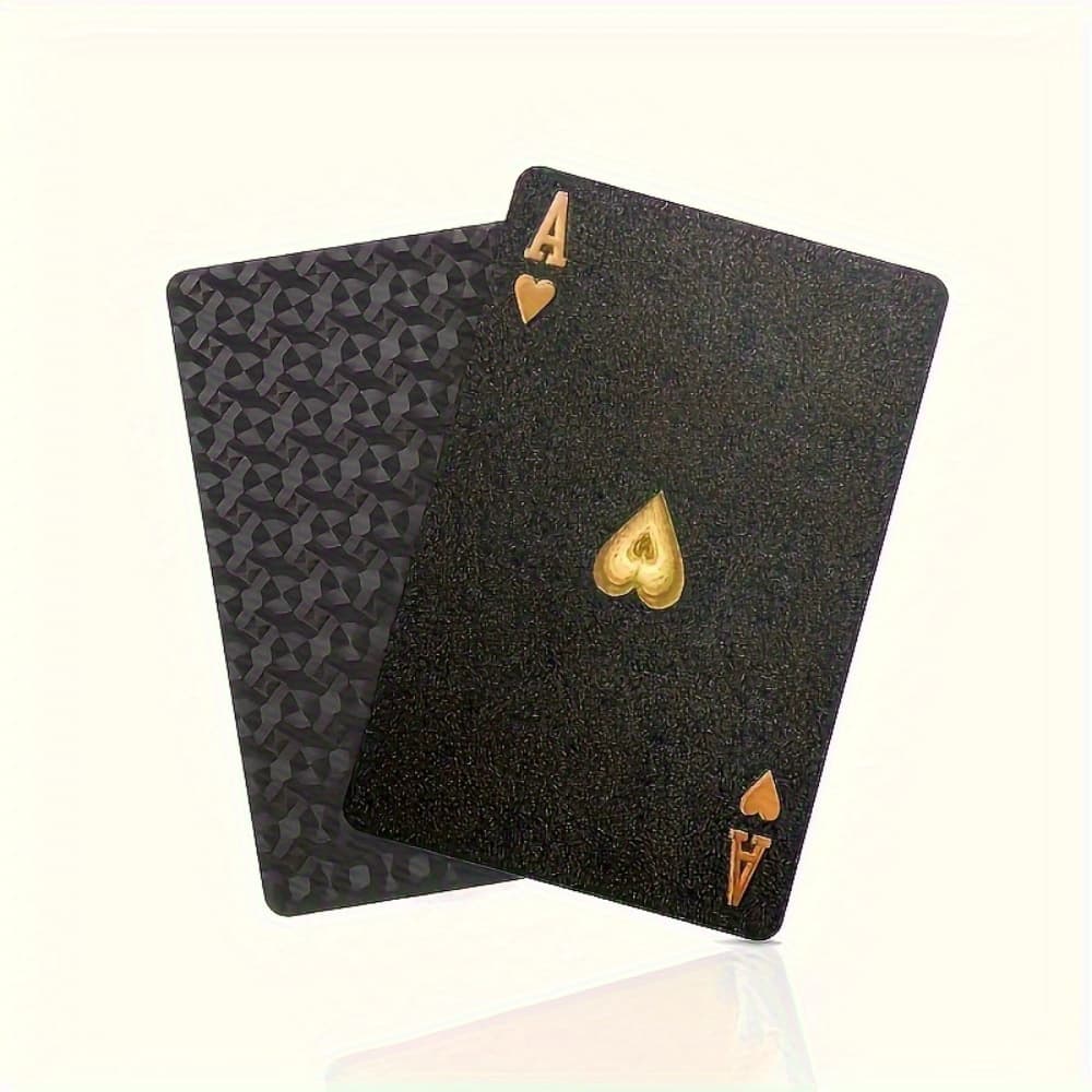 TEMU Durable Waterproof Black Playing Cards With Golden Lettering & - Flexible Plastic Material, Includes Sturdy Storage Box - Perfect For Parties, Halloween, Thanksgiving, And Christmas Gifts