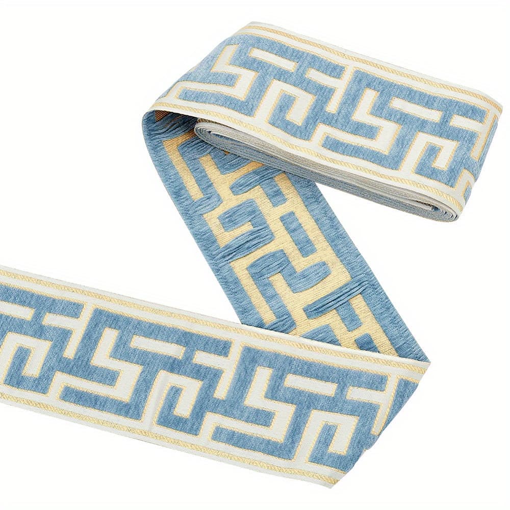 TEMU 1bag Polyester Jacquard Grid Ribbon Chenille Ribbon Trim Clothes Accessories Curtain 3-1/ 2 Inch (90mm) About 3.28yards ()/ Bag For Jewelry Making