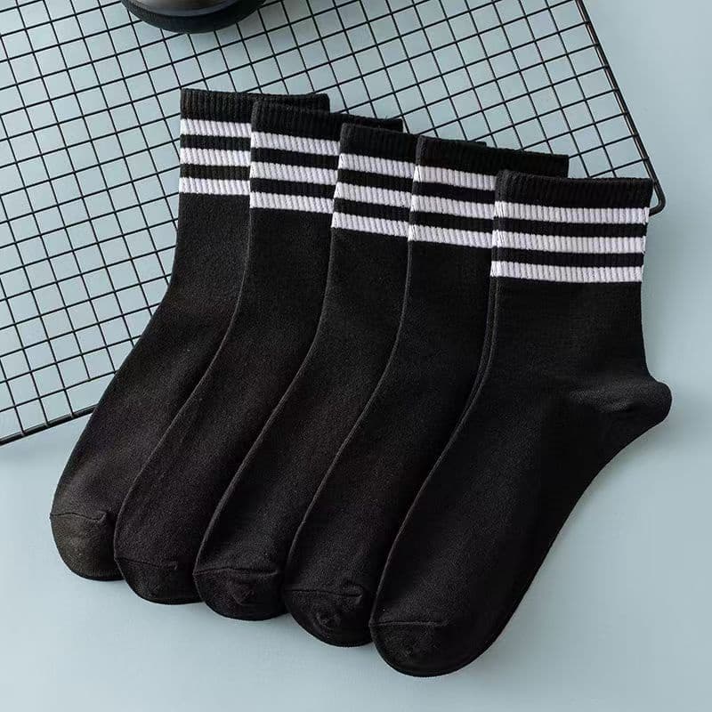 TEMU 5 Pairs Of Spring And Summer Striped Stockings, Suitable For Men And Women - Versatile Socks For Casual Sports