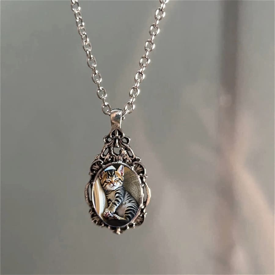 TEMU A Unique Necklace Featuring A Cat Design, Perfect For . This Pendant Is Ideal For Book Enthusiasts And A Great Gift For Christmas, Valentine's Day, Or Any Occasion