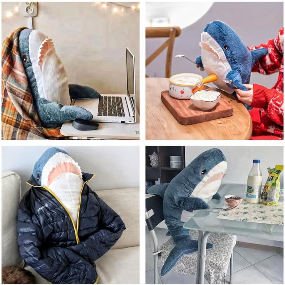 TEMU Giant Shark Plush Pillow With Realistic Teeth - 23.6-inch Shark Bed Cushion, Soft Display For Room,, Ocean Party Decor - Perfect Gift For Shark Lovers & Marine Theme (hand Wash Only) 236)