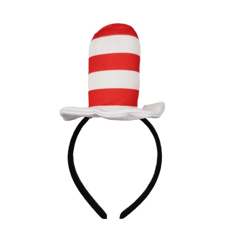 TEMU 1 Pack Top Hat Headband - White Striped Hat Headband
