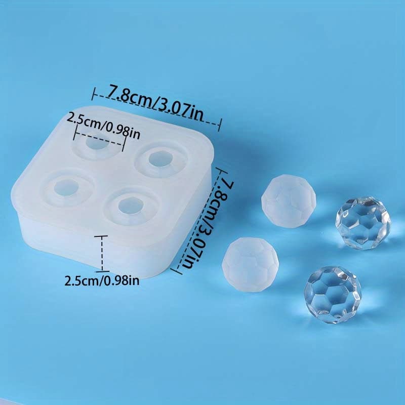 TEMU Fat Resin Mold 2cm/2.5cm Mirror/frosted Cut Surface Round Ball Handmade Display Silicone Mold