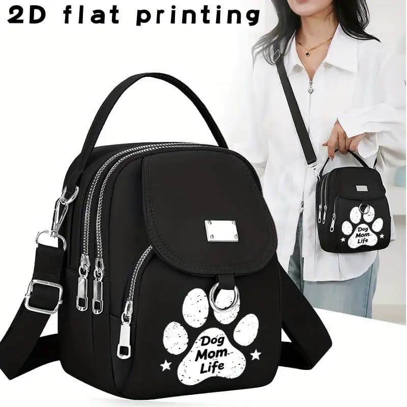TEMU Dog Mom Daily Pattern Print Crossbody Bag, Versatile Handheld Crossbody Bag, Casual Fun Bag, Unisex Shoulder Bag, Phone Pouch For Casual And Commuting