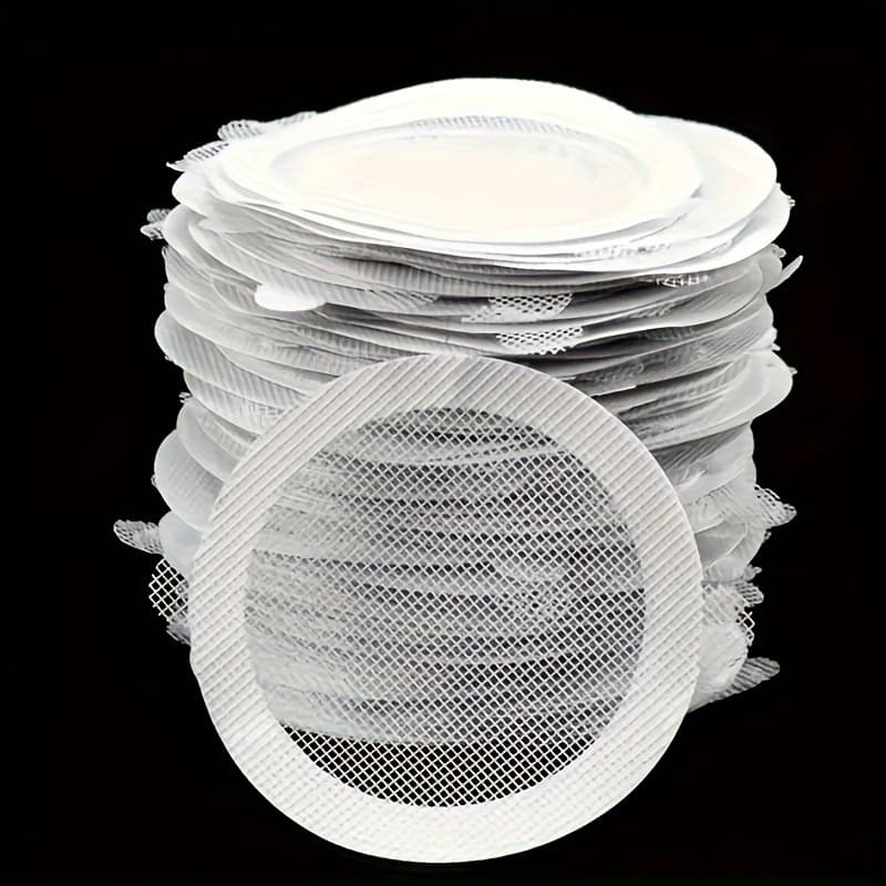 TEMU 50pcs Disposable Shower Drain Pipe Anti-blocking Grid Stickers-anti-hair Catcher For Bathroom And Kitchen With Mesh Filter Stickers