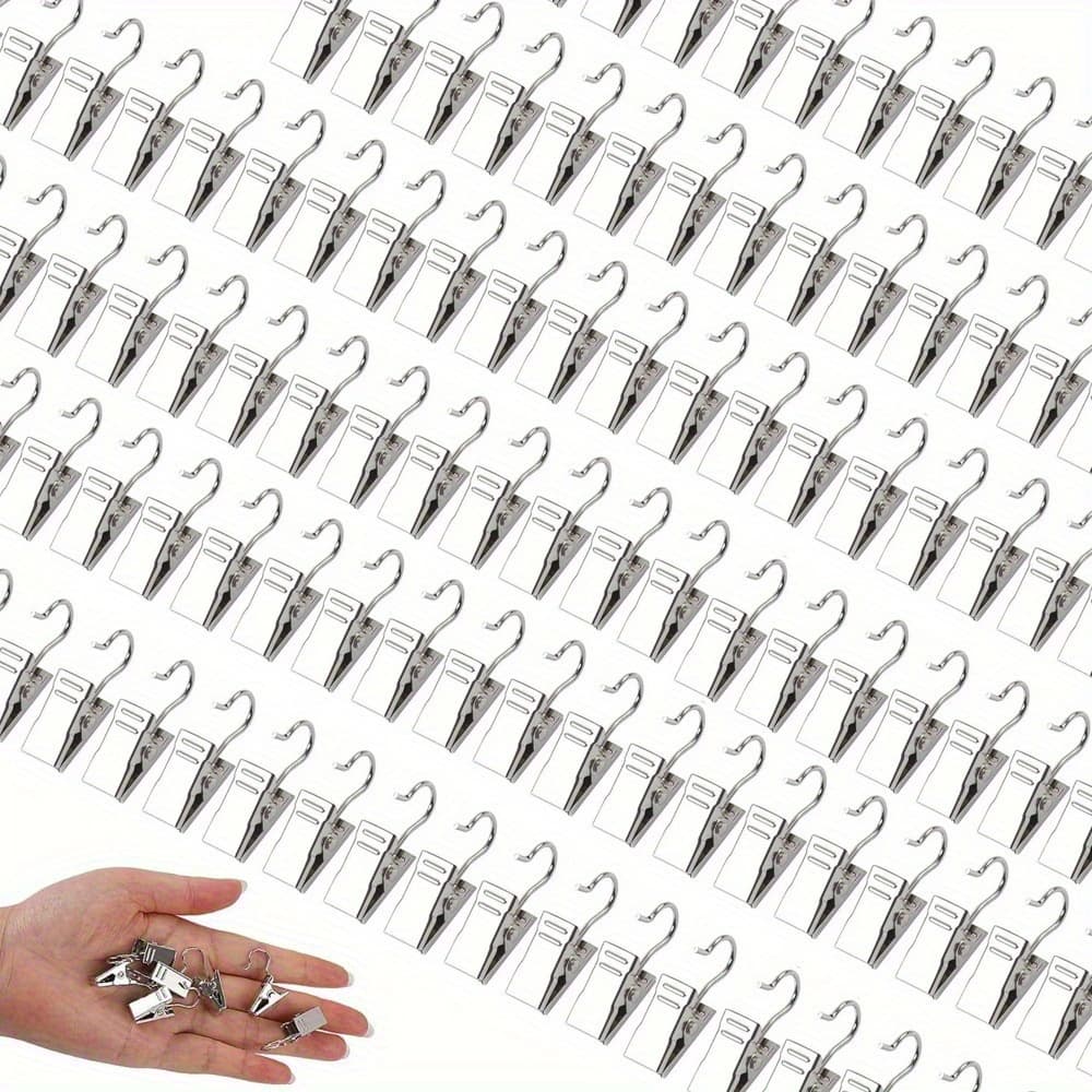 TEMU 150 Metal Hook Clips For Hanging, Ideal For Displaying Curtains, Photos, And Art Crafts In Home Decor