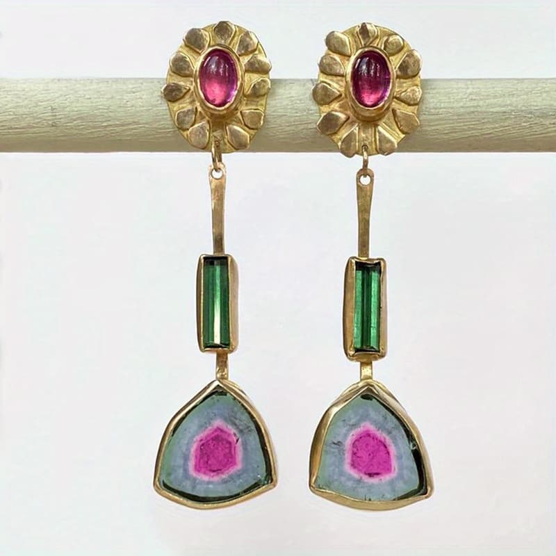 TEMU 2pcs Creative Long Colorful Elegant Exquisite Earrings Earrings For Women And Men Gifts For Relatives Christmas Valentine's Day Anniversary Jewelry Gifts